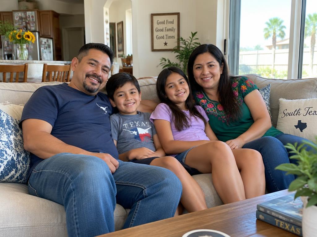 Family relaxing in a comfortable home