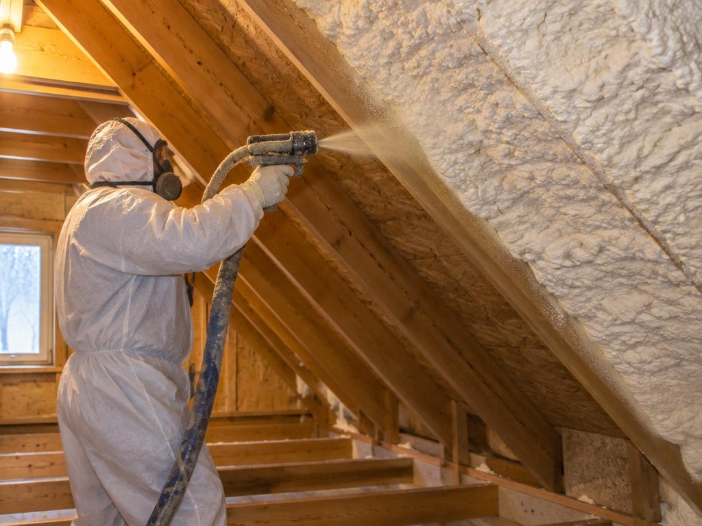 Spray foam insulation being installed
